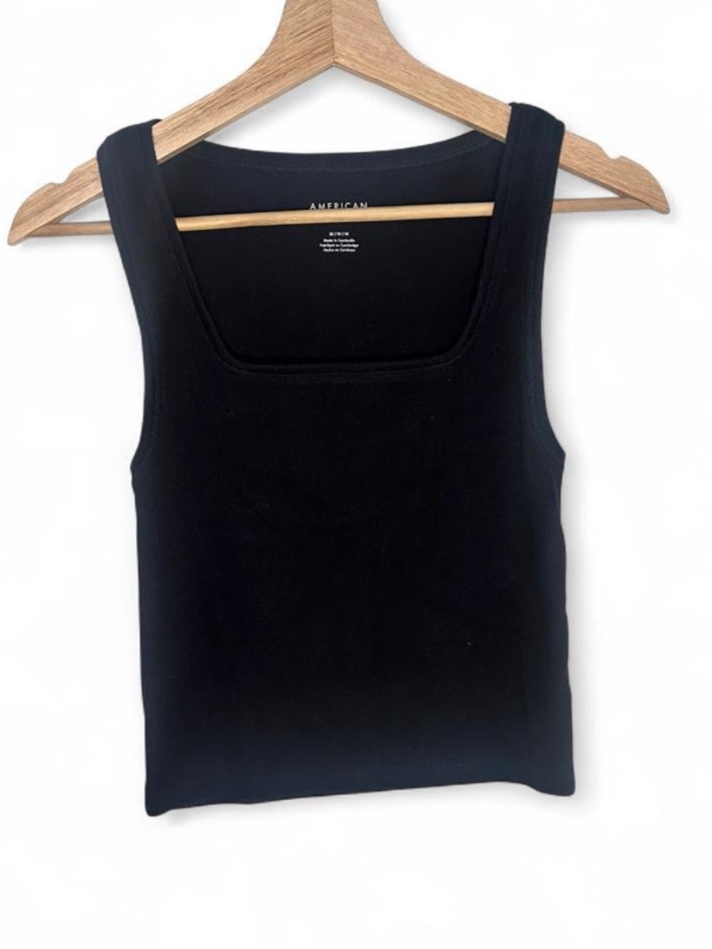 American Eagle Ribbed Tank Top in Black Size Medium